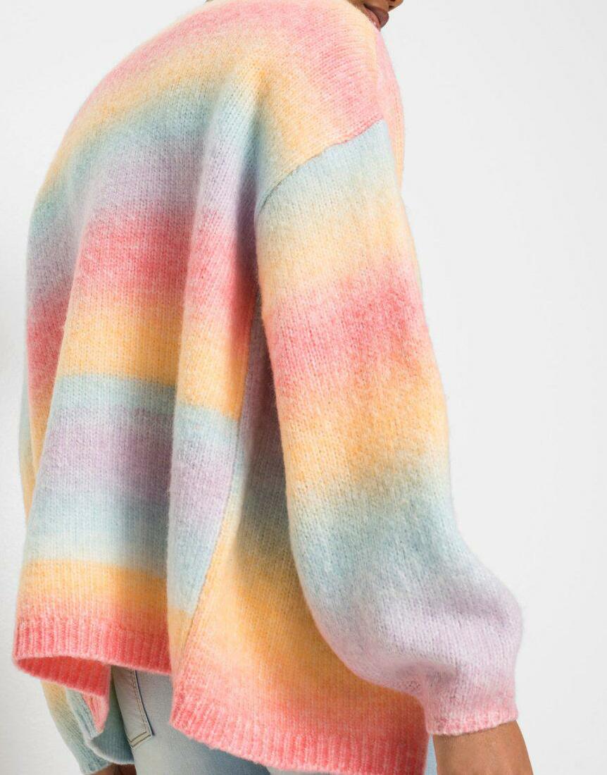 SWETER DAMSKI V-DEKOLT OVERSIZE DŁUGI RĘKAW