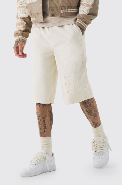 kremowe spodenki wiązanie