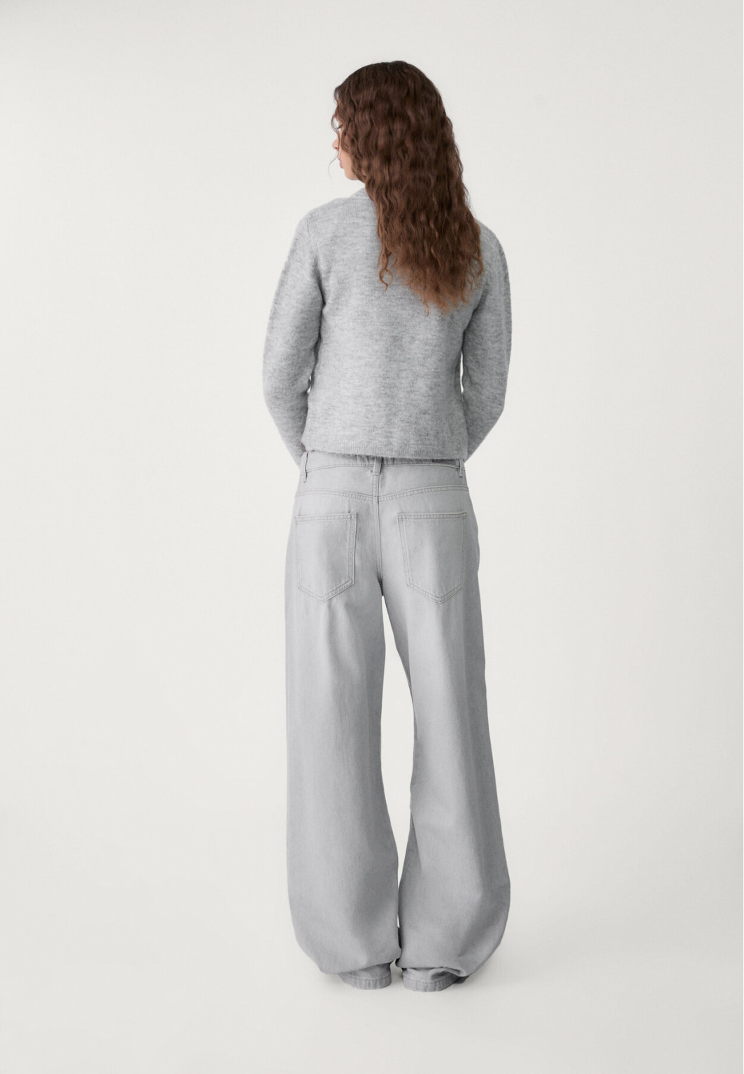 SZARE SZEROKIE SPODNIE JEANS