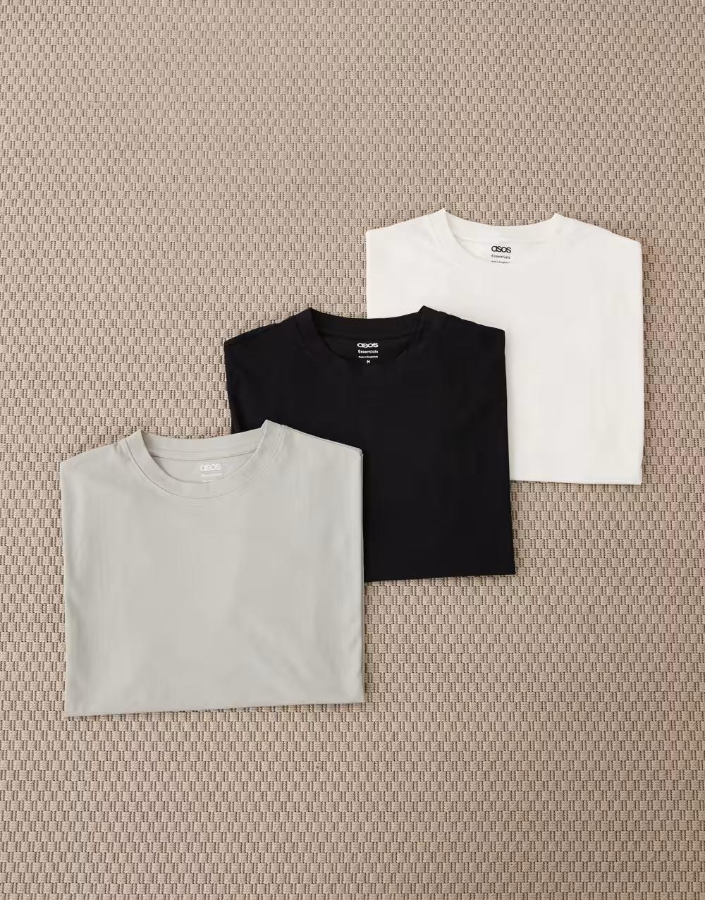 t-shirt  oversize okrągły dekolt 3-pack