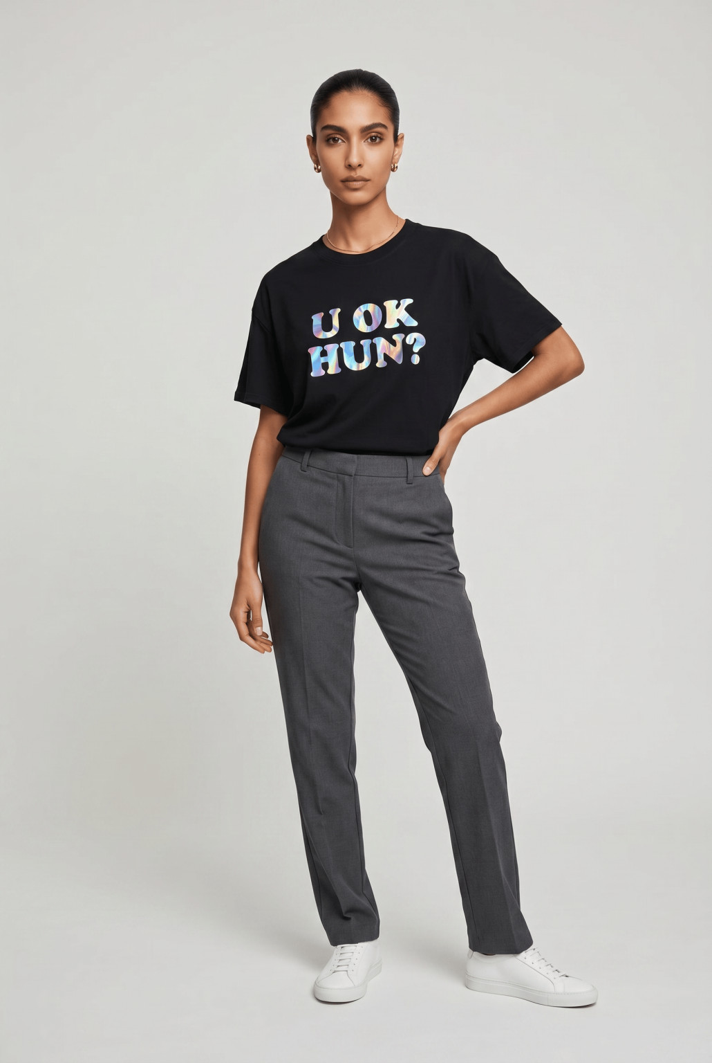 czarny t-shirt oversize napis