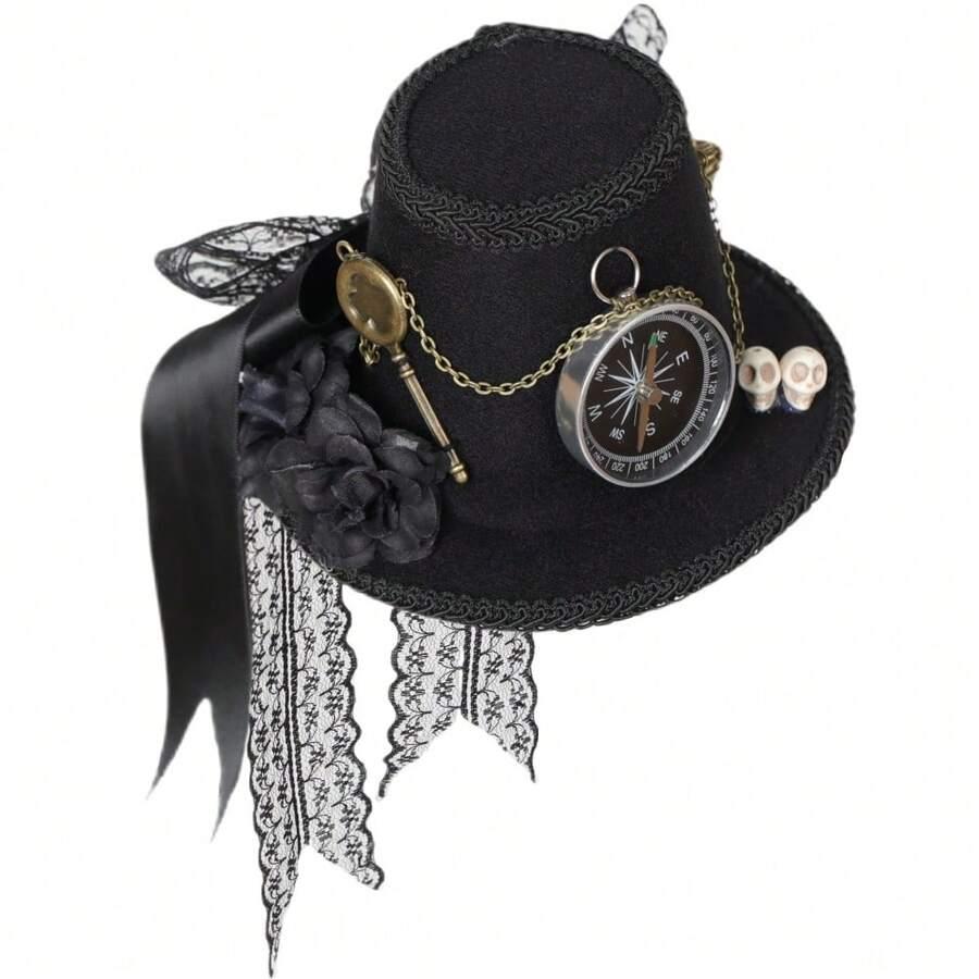 czarny kapelusz Steampunk