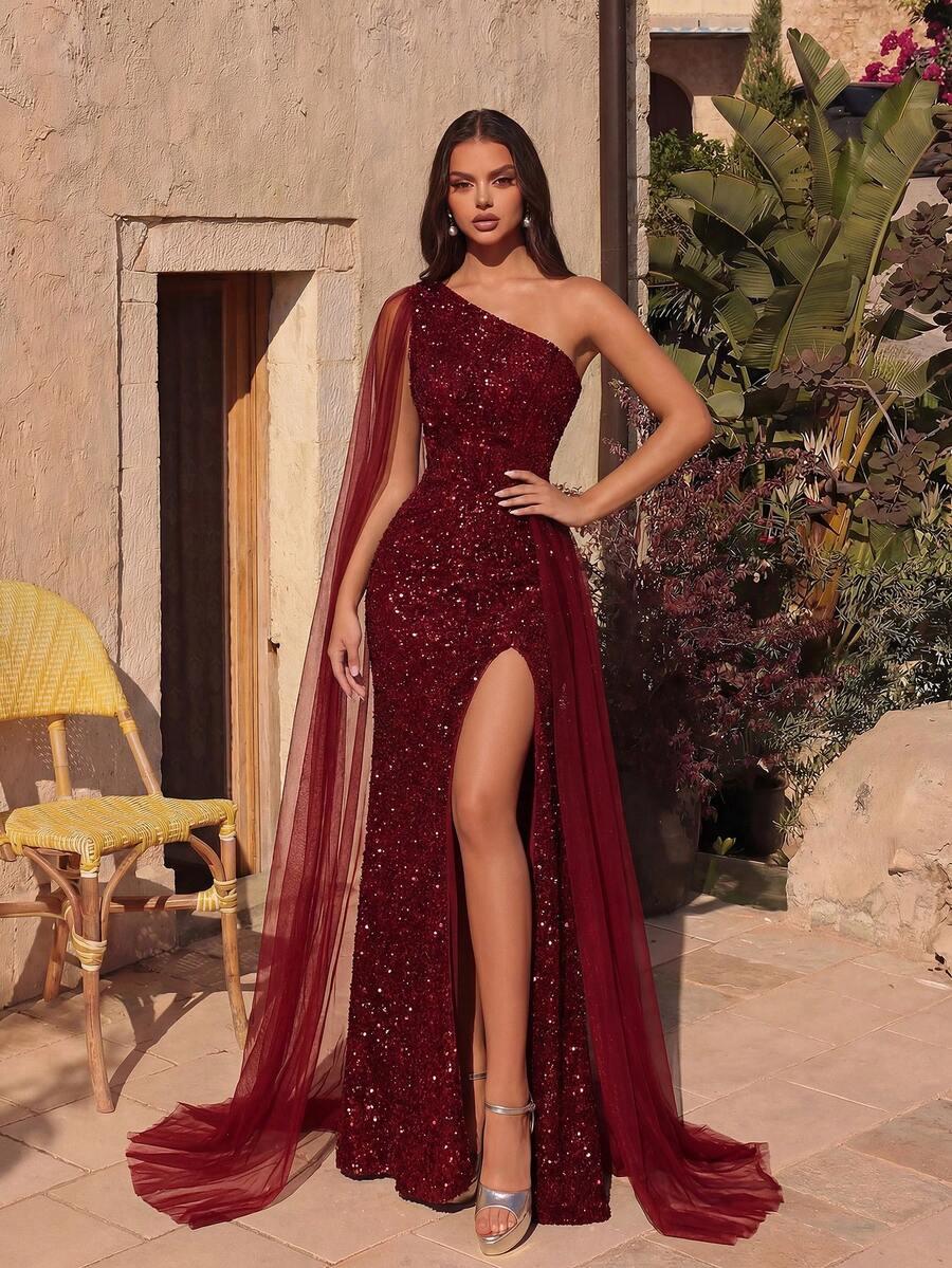 CZERWONA MAXI SUKIENKA CEKINY