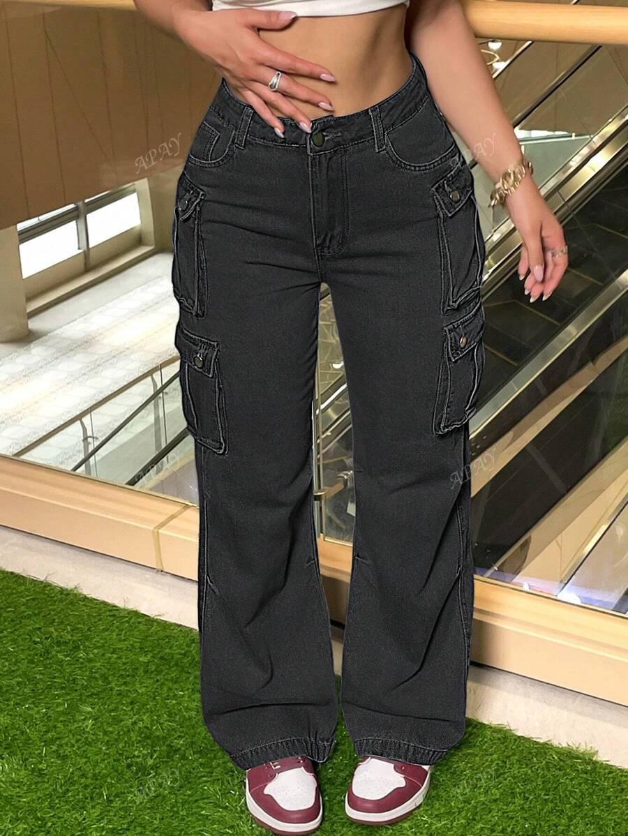 CZARNE SPODNIE JEANS KIESZENIE