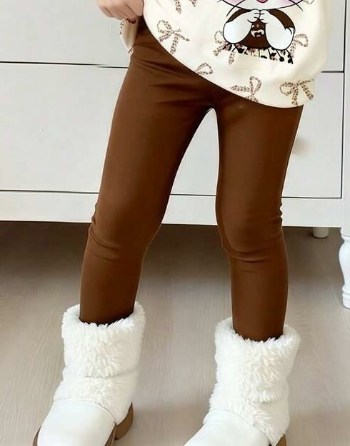 brązowe gładkie legginsy