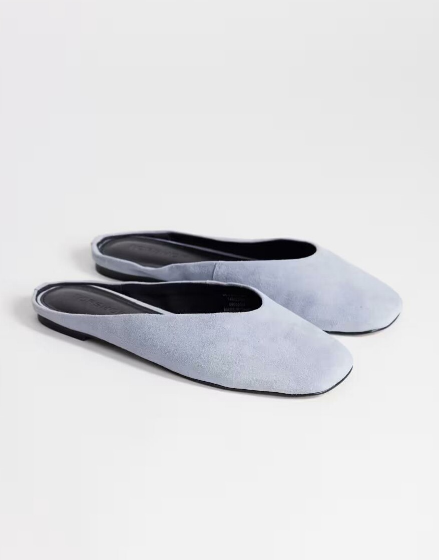 niebieskie klapki mule skóra naturalna casual
