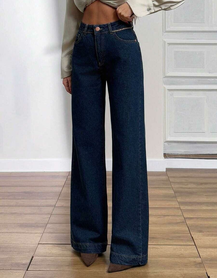 GRANATOWE SPODNIE JEANS