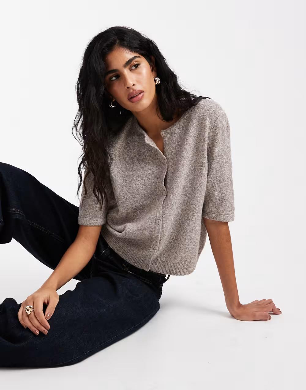 sweter z krótkim rękawem kardigan
