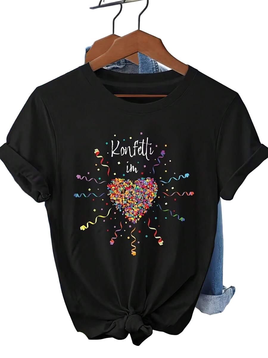 czarny t-shirt nadruk