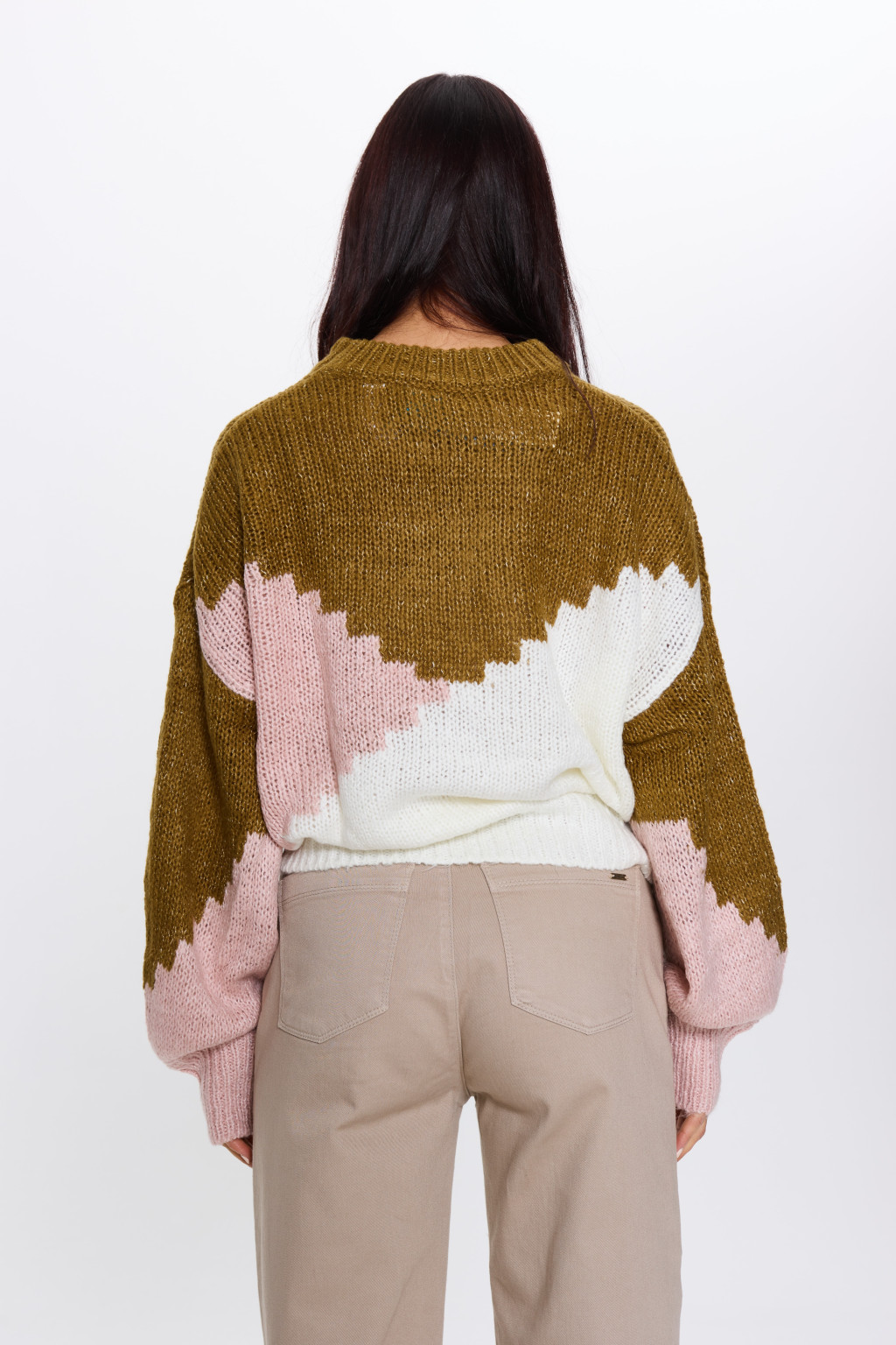 DZIANINOWY SWETER KONTRAST 1750024-47015