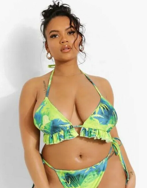 GÓRA OD BIKINI tropical print falbana wiązanie