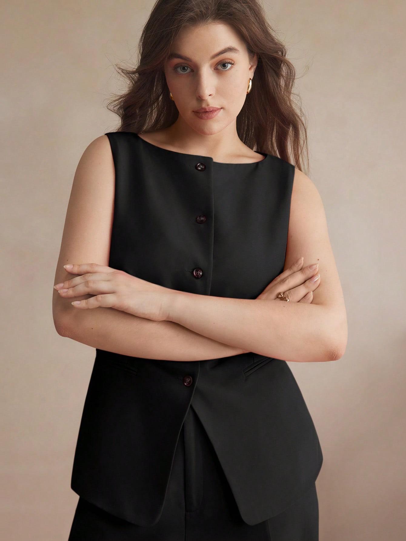 czarna elegancka kamizelka 