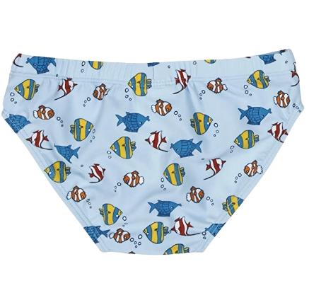 niebieskie majtki kąpielówki print rybki