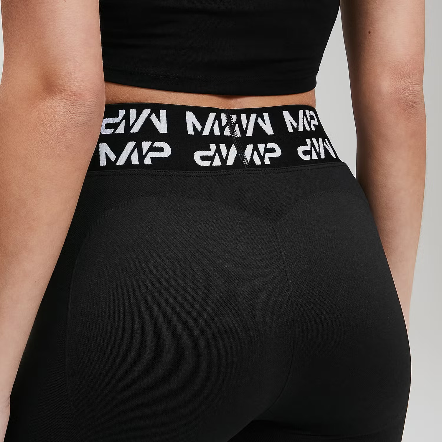 CZARNE MODELUJĄCE LEGGINSY KONTRAST WYSOKI STAN LOGO