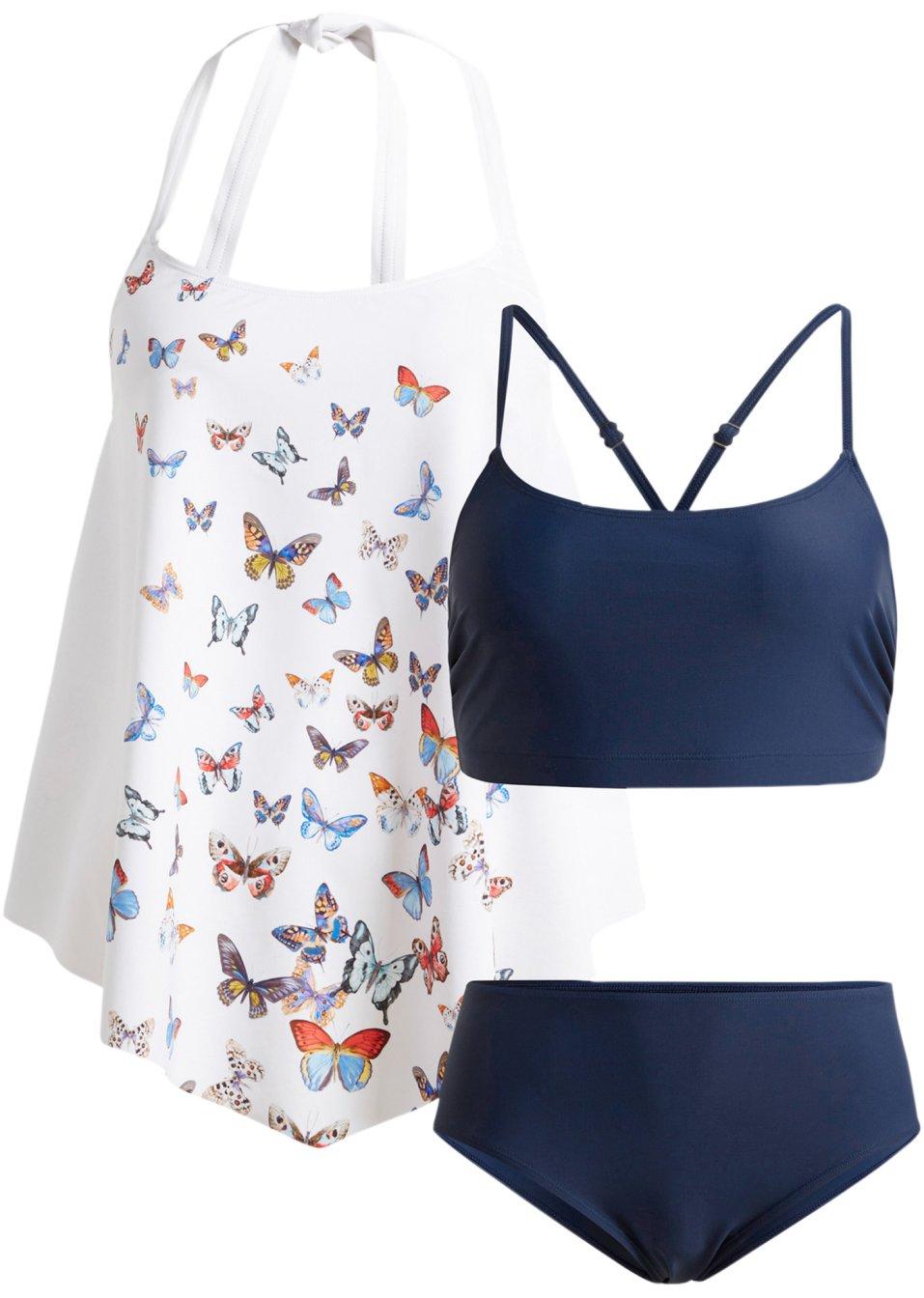 KOMPLET TANKINI W MOTYLE 3 CZĘŚCIOWY