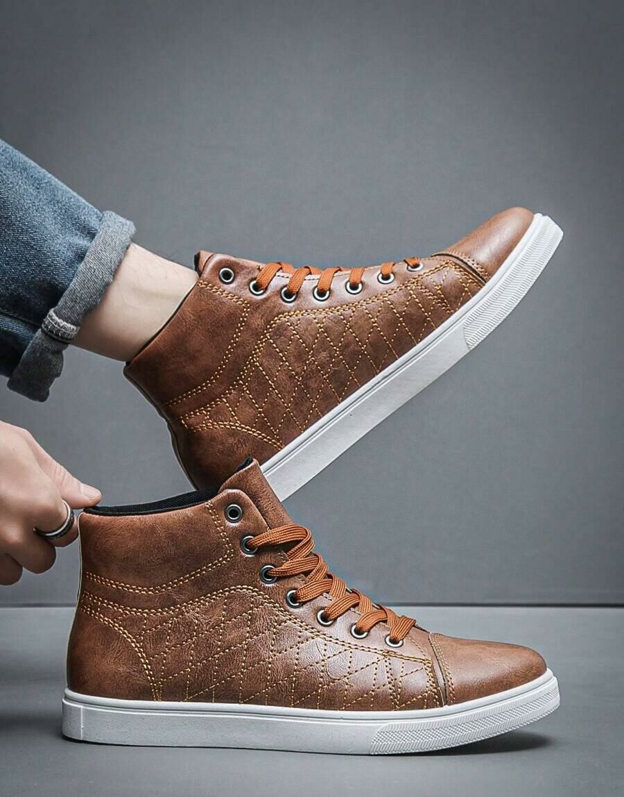 brązowe buty sportowe imitacja skóry