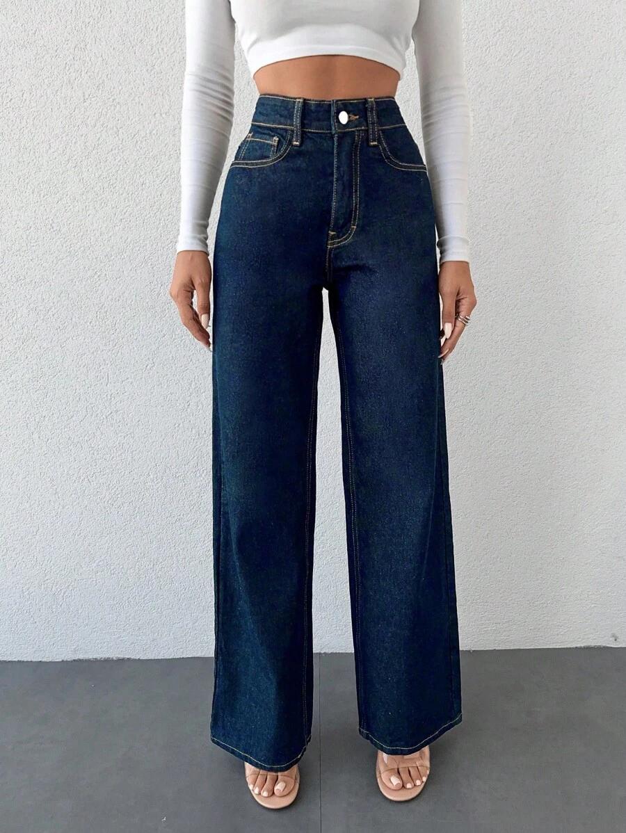 GRANATOWE SPODNIE JEANS