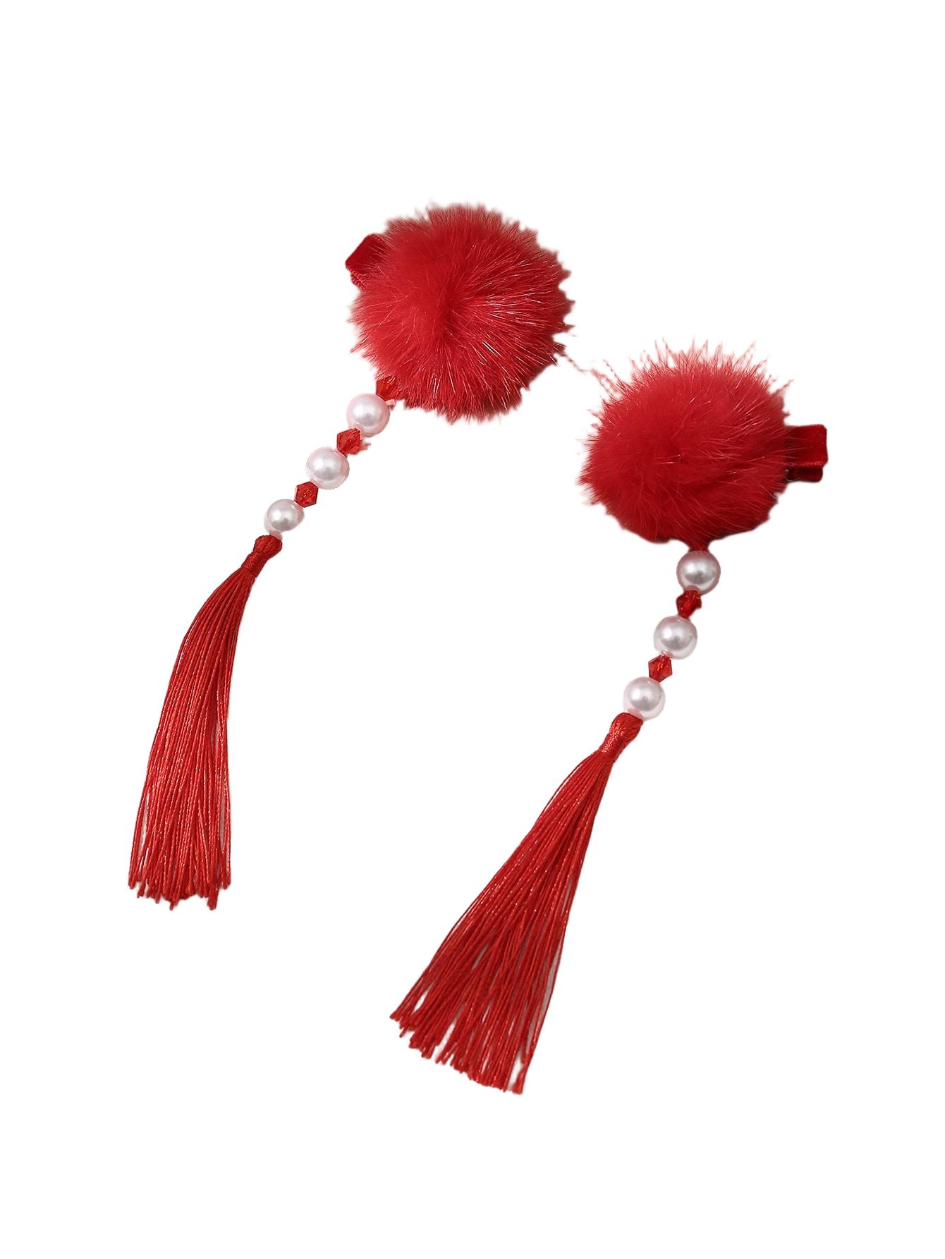 spinki do włosów pompon zdobienie 2-pack 