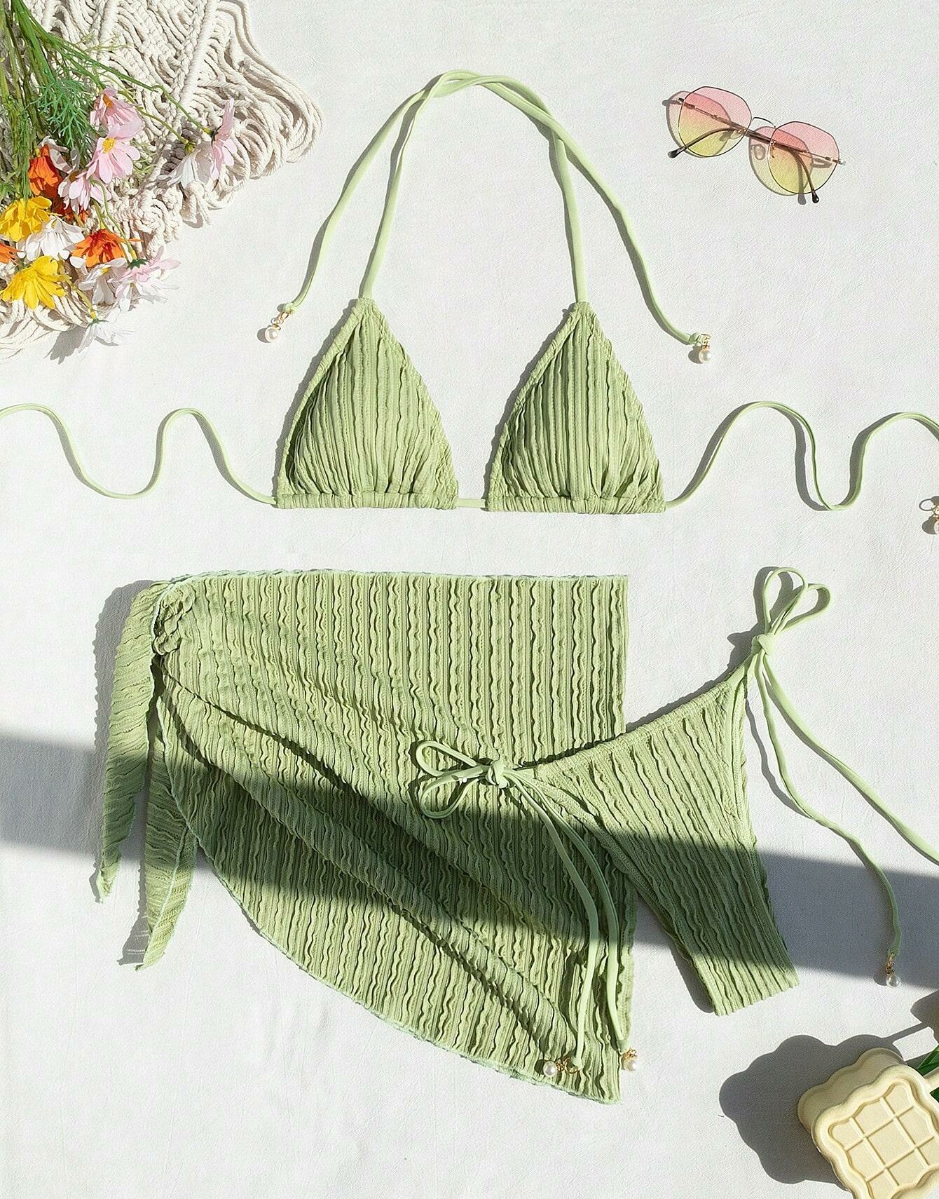 TRZYCZĘŚCIOWY STRÓJ KĄPIELOWY BIKINI PAREO