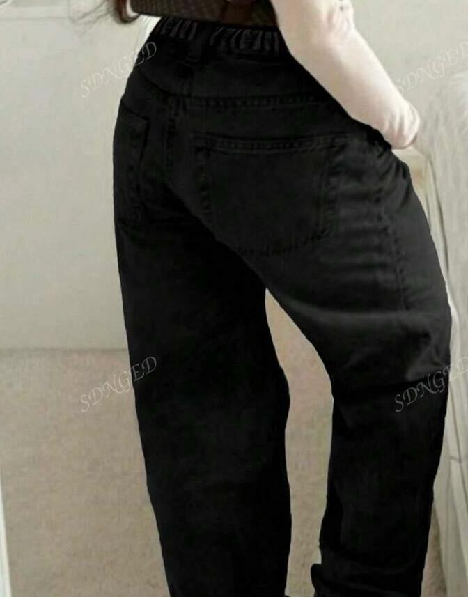 CZARNE SPODNIE JEANS SZEROKIE NOGAWKI