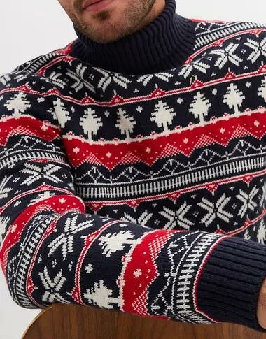 SWETER Z GOLFEM W NORWESKI WZÓR