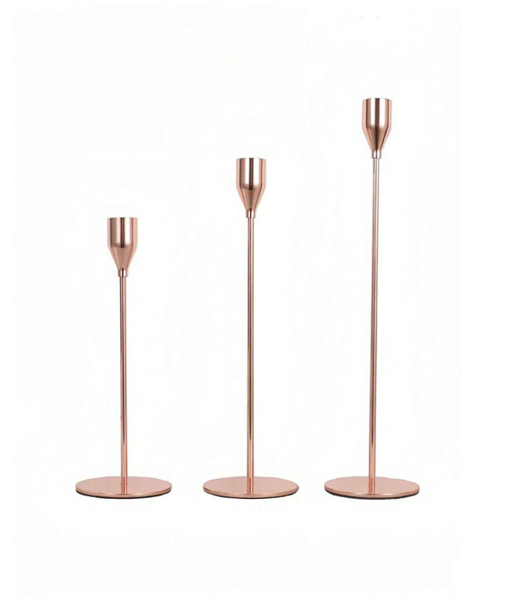 różowy świecznik 3-pack