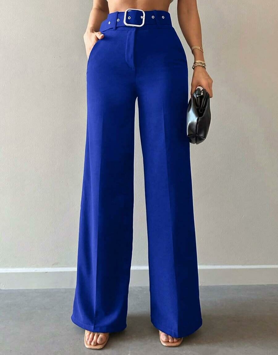 ELEGANCKIE PROSTE SPODNIE WYSOKI STAN