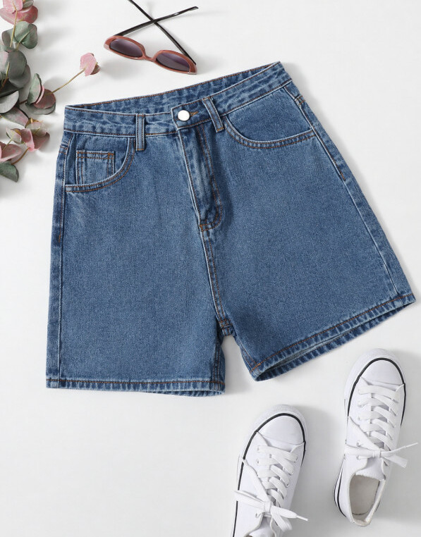 niebieskie krótkie spodenki jeans kieszenie zamek