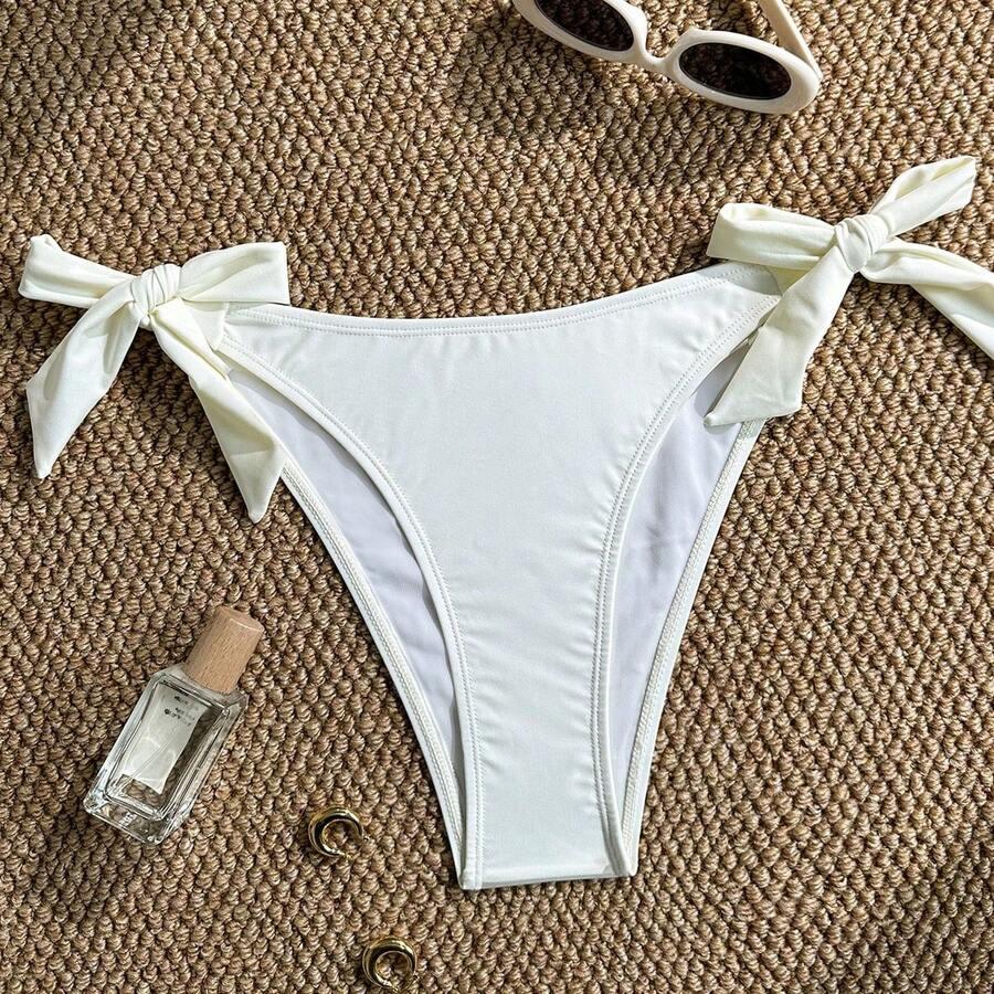 BIAŁY DÓŁ OD BIKINI WIĄZANIE