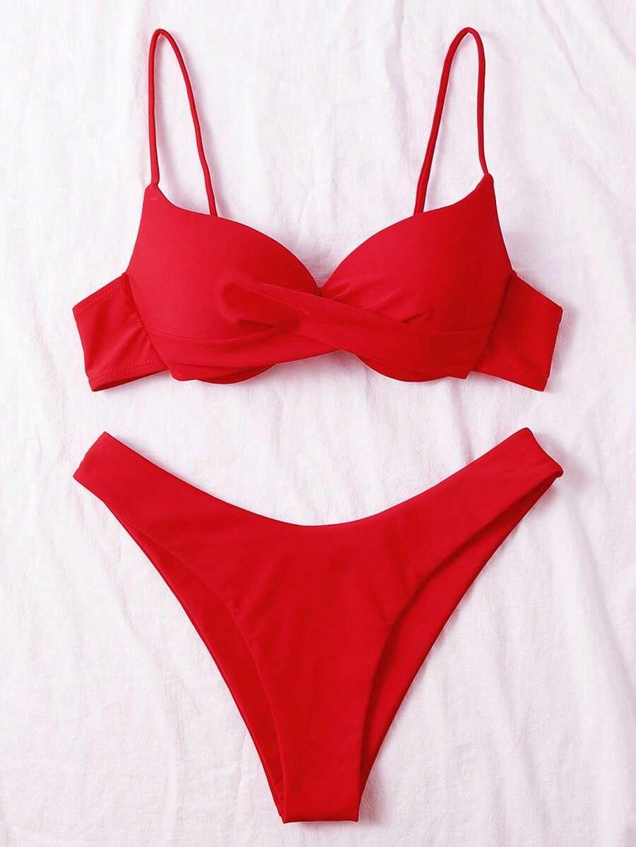 czerwony komplet bikini 