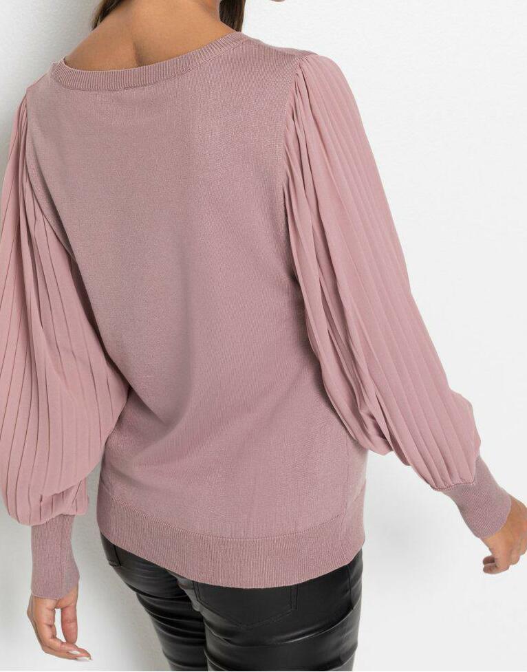 SWETER Z PLISOWANYMI RĘKAWAMI 