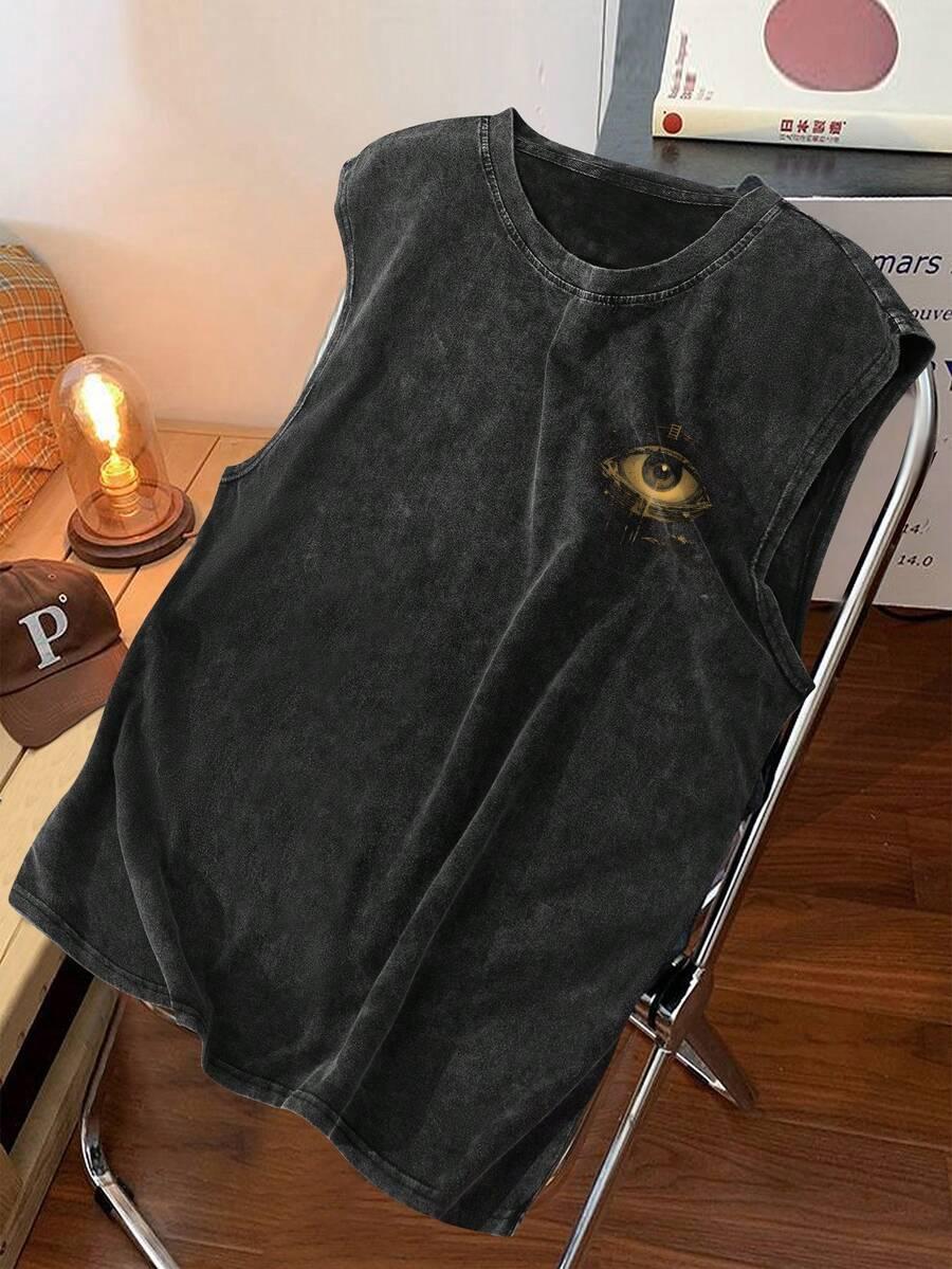 czarny t-shirt nadruk