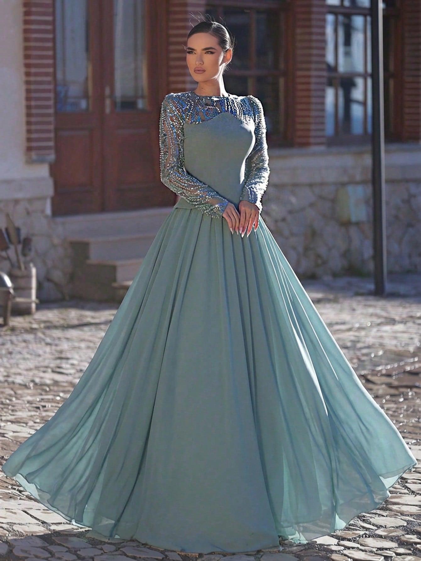 niebieska maxi sukienka