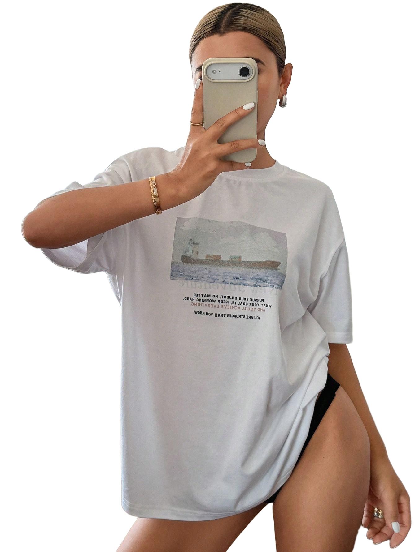T-SHIRT DAMSKI Z NADRUKIEM