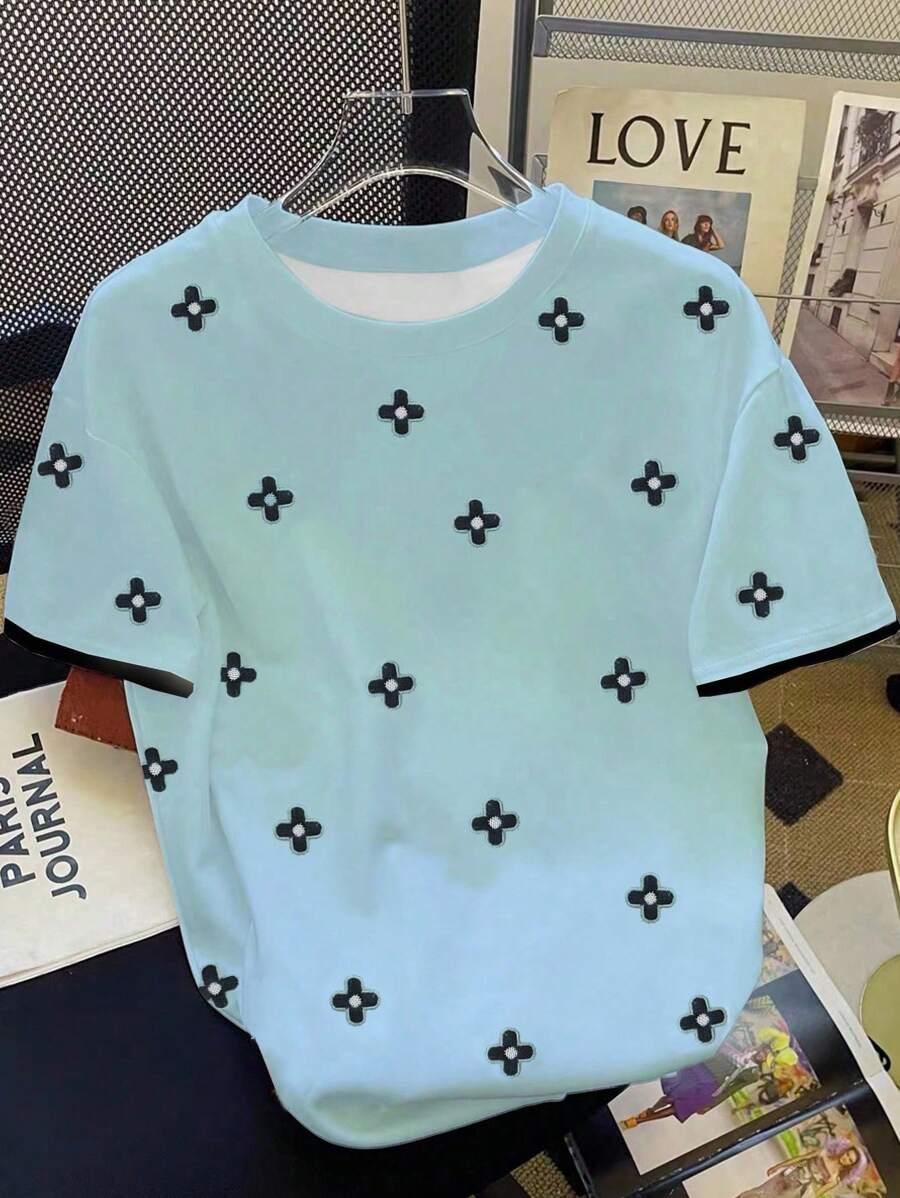 niebieski t-shirt wzór