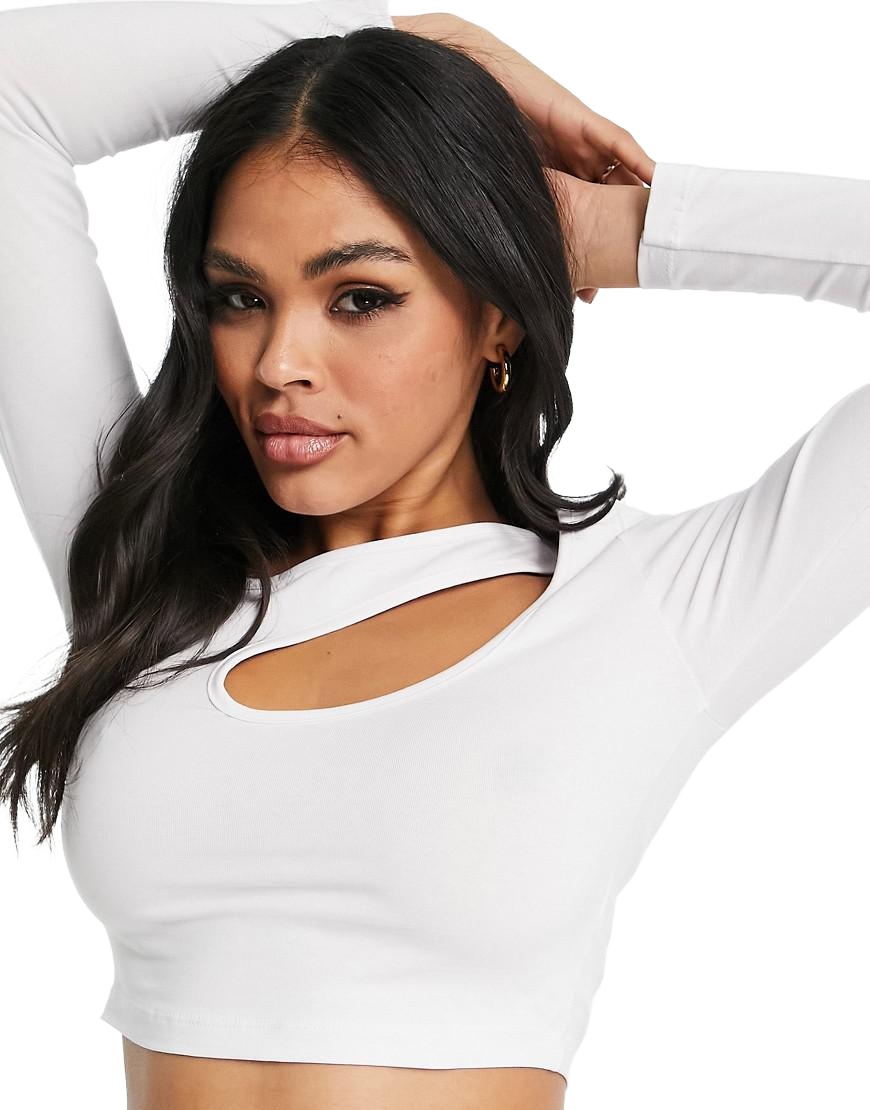 BIAŁY CROP TOP WYCIĘCIE