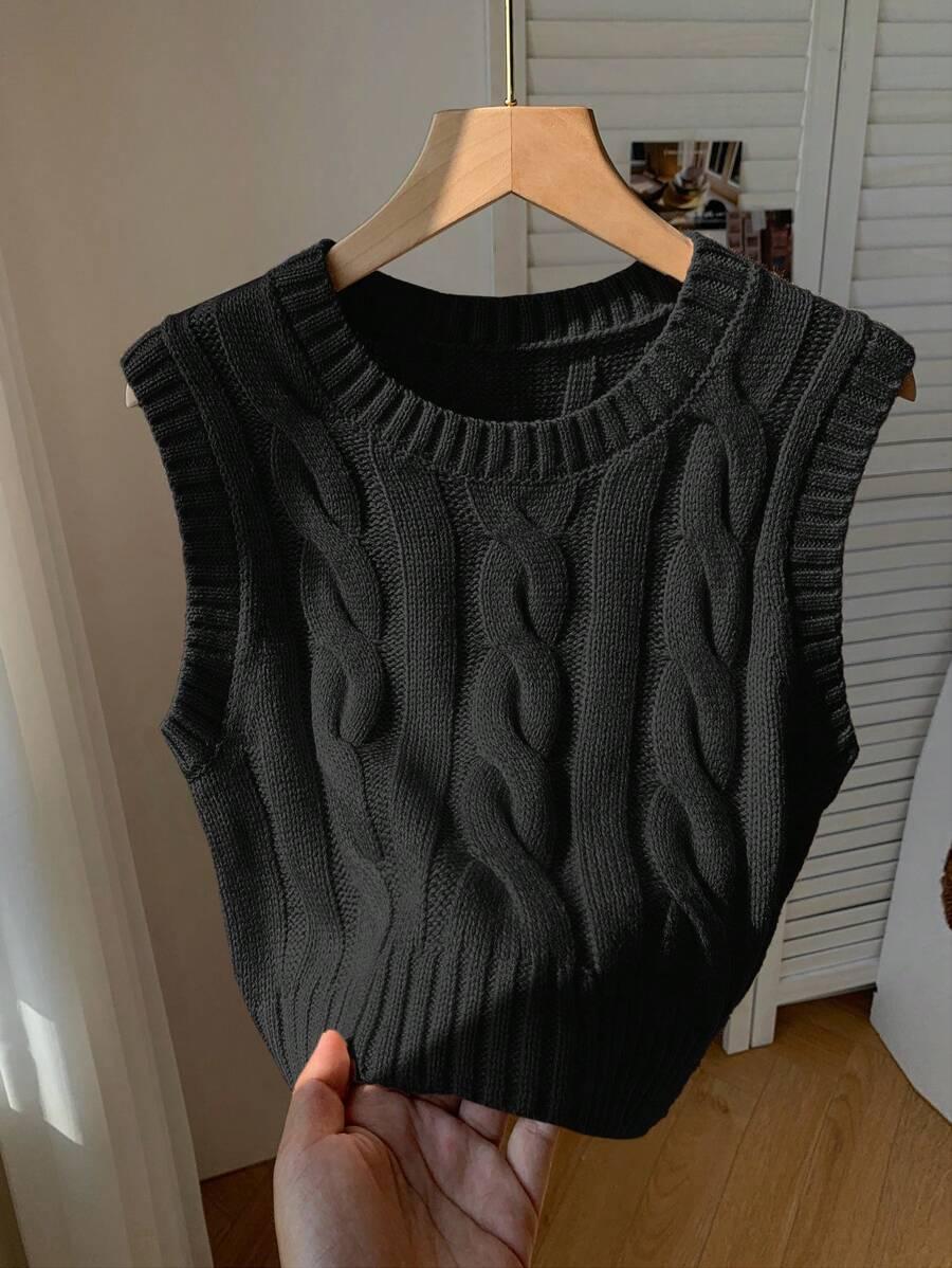czarny dzianinowy top 