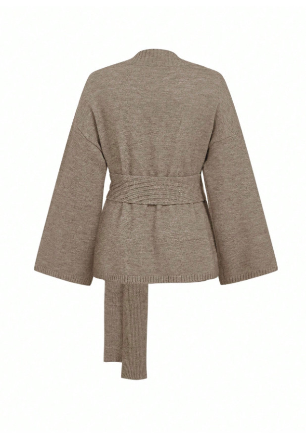 BRĄZOWY SWETER V-NECK