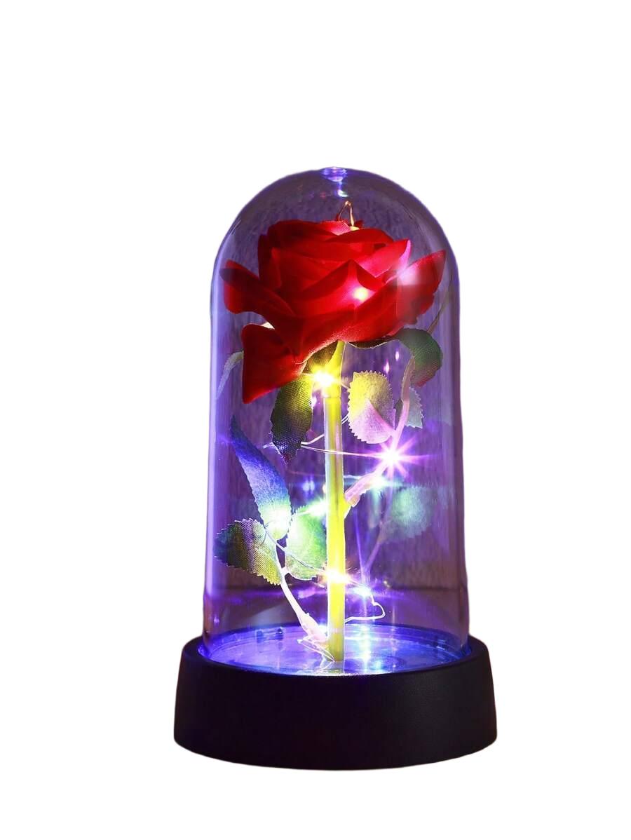 lampka nocna czerwona róża