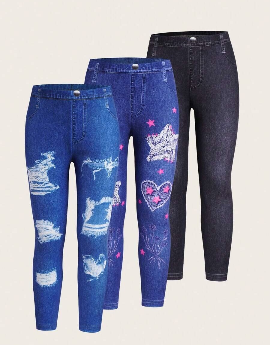 legginsy imitacja dżinsu 3-pack