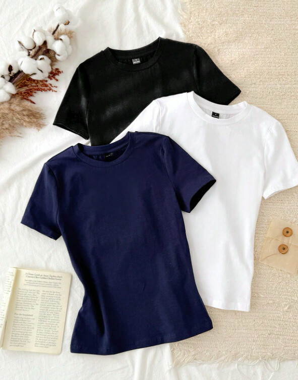 gładki t-shirt basic 2-pack