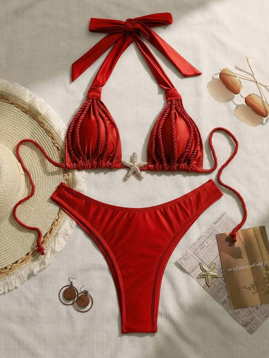 czerwony komplet bikini 
