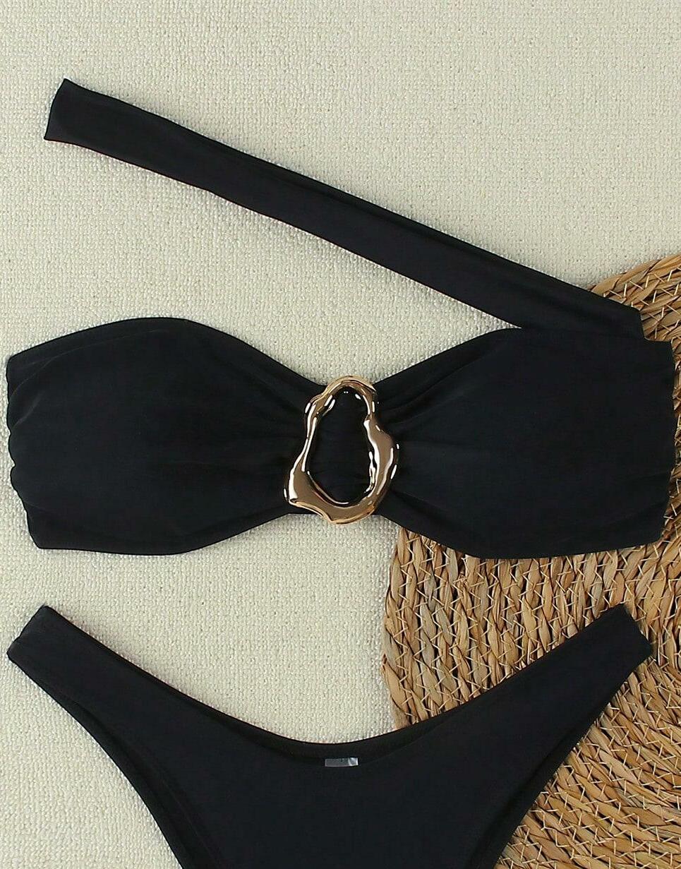 czarna góra od bikini zdobienie 