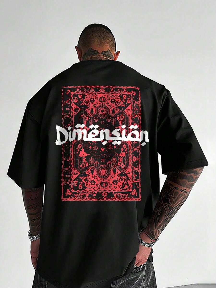 czarny t-shirt nadruk