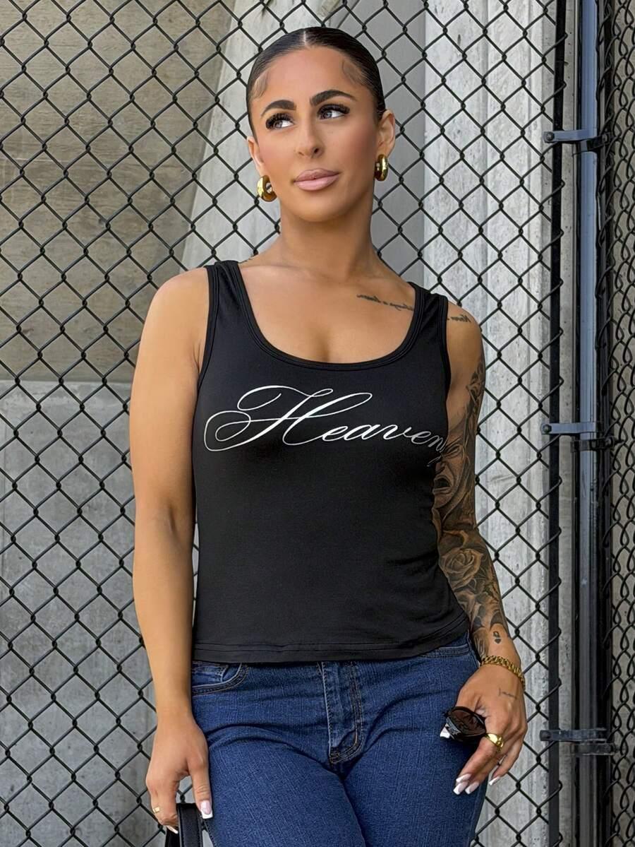 czarny top print