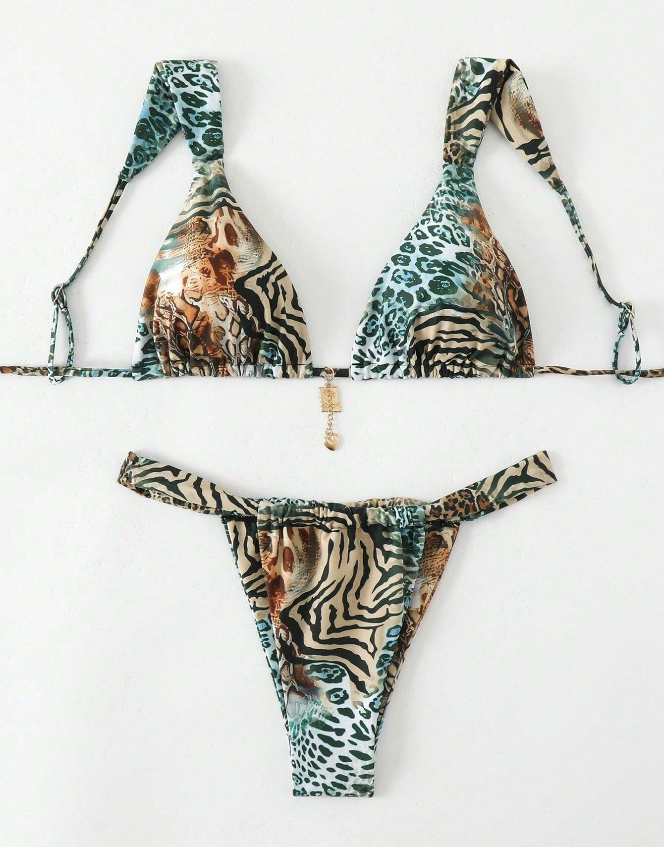 dwuczęściowy kostium kąpielowy bikini animal print