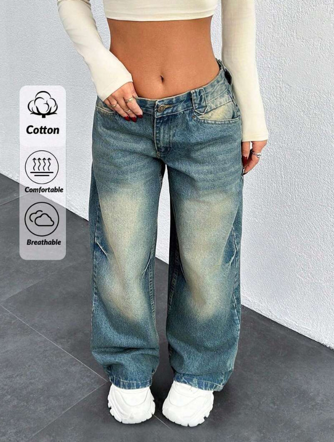 NIEBIESKIE SPODNIE JEANS NISKI STAN