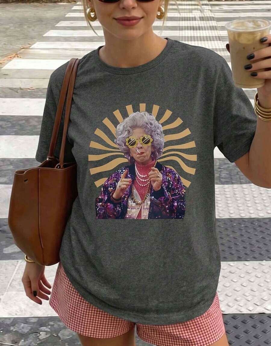 szary t-shirt oversize nadruk