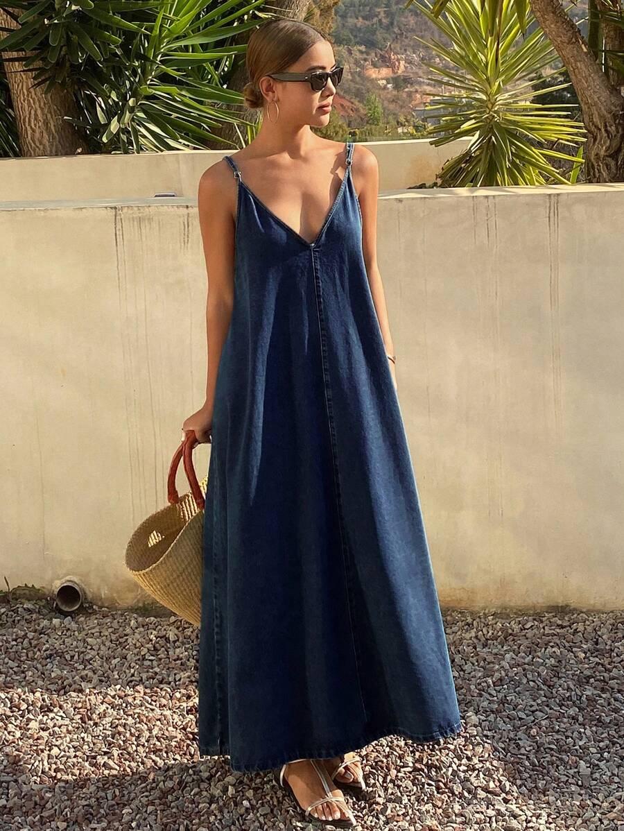 maxi jeansowa sukienka oversize