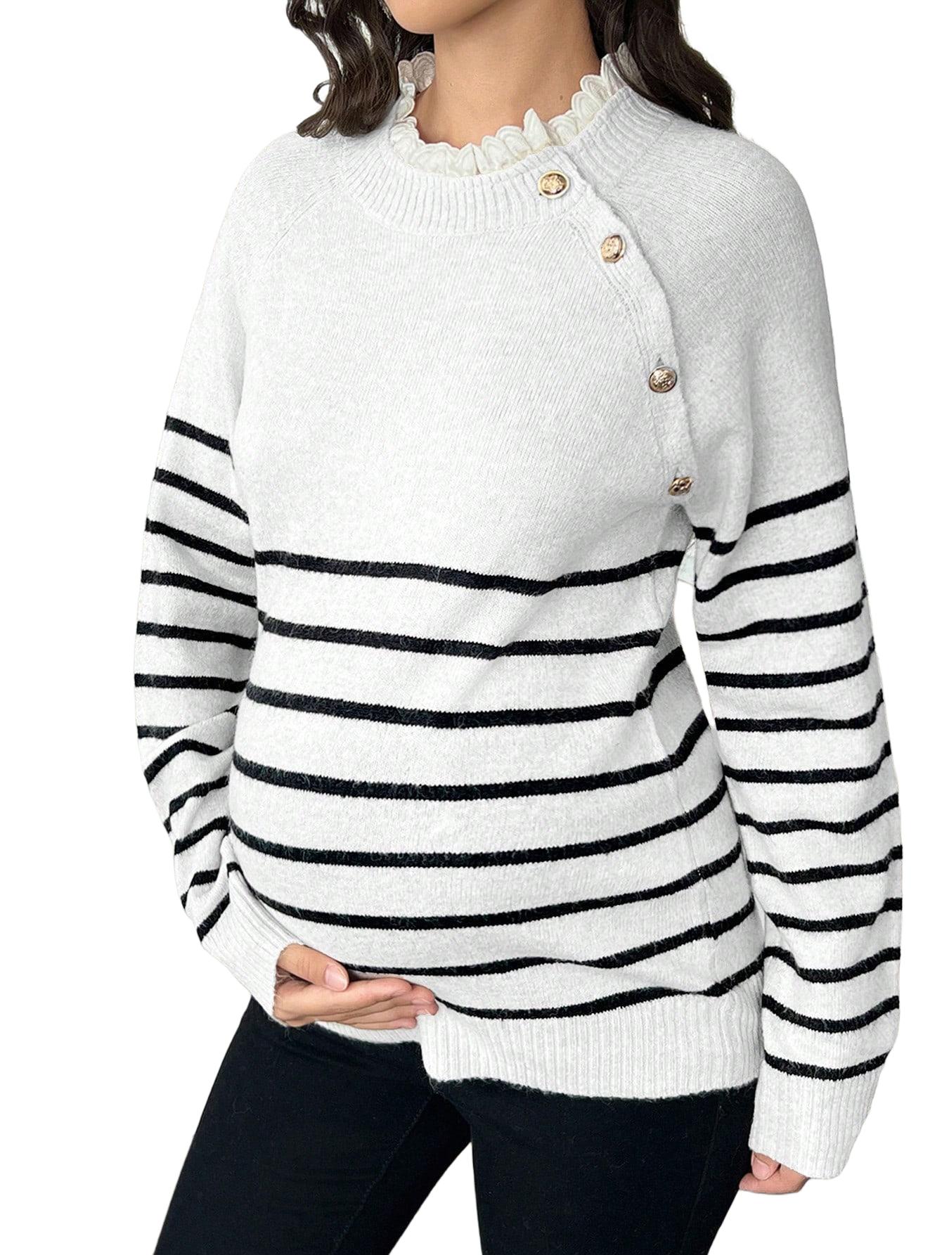 SWETER CIĄŻOWY W PASKI 